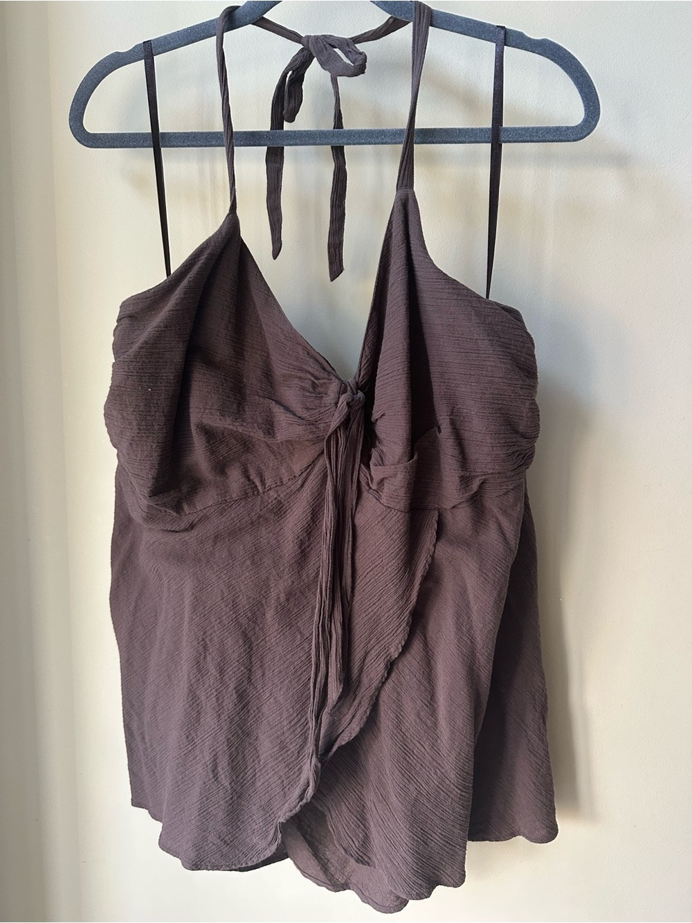 Venezia Brown Halter Tie-Front Camisole Sleeveless